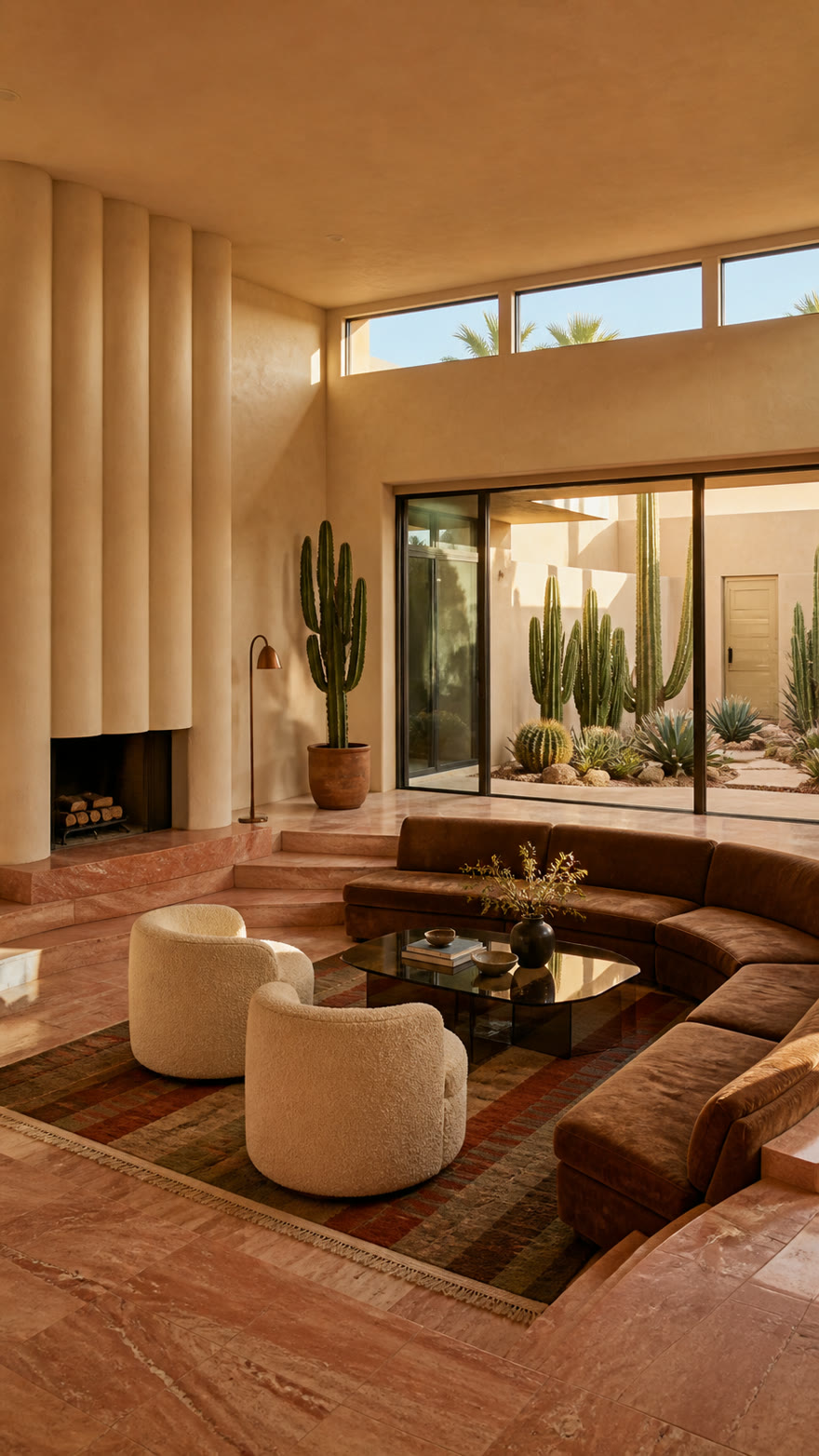 Desert lounge with virtual furniture